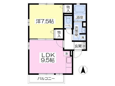 JR仙石線 下馬駅 徒歩7分 2階建 築20年(1LDK/1階)の間取り写真