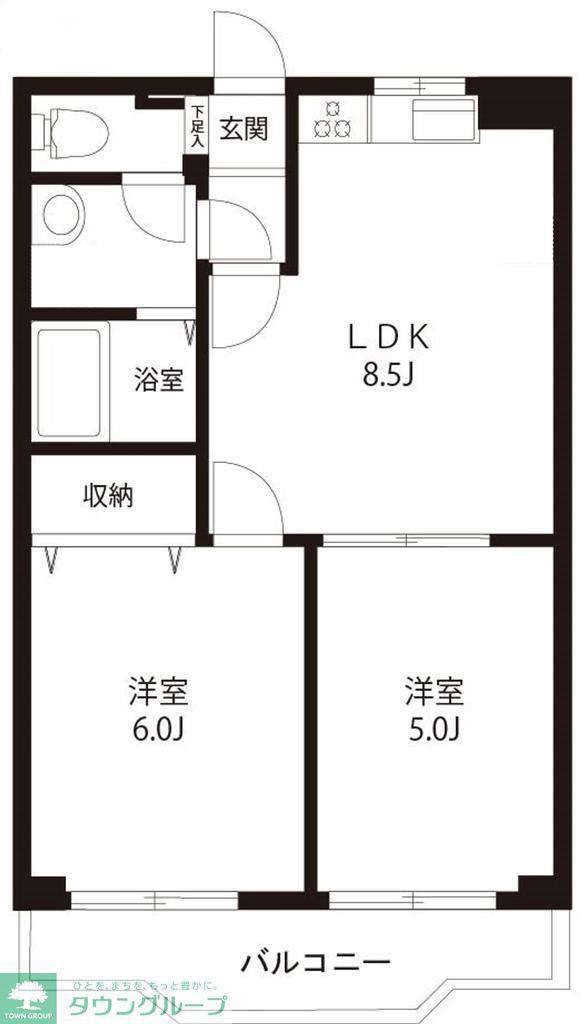 フローラ梶ヶ谷(2LDK/1階)の間取り写真
