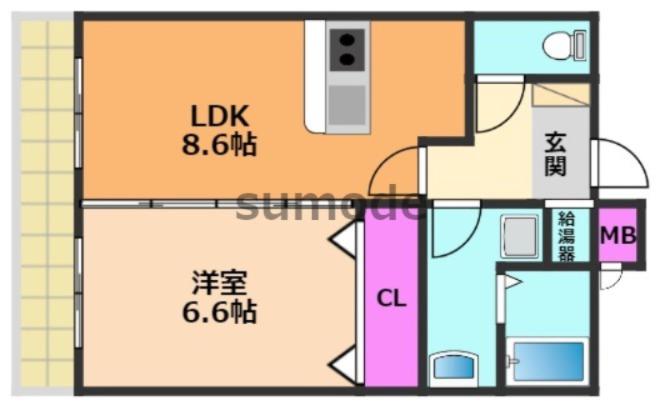 レジデンスKU(1LDK/6階)の間取り写真