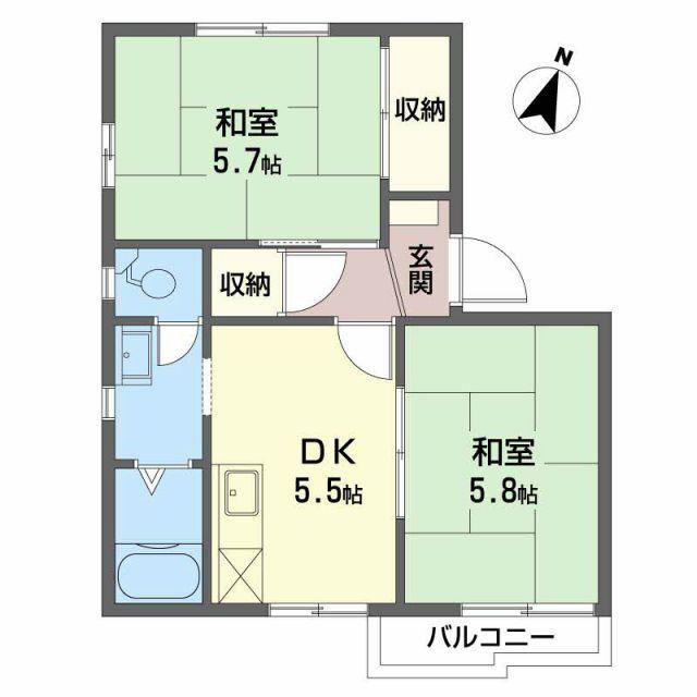 タウニー丸山B棟 B(2K/2階)の間取り写真