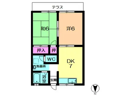 ルルデハイツⅠ(2DK/1階)の間取り写真