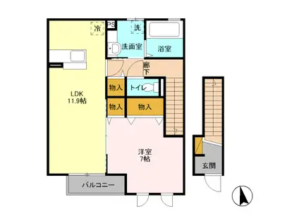 アマービレマユミ(1LDK/2階)の間取り写真