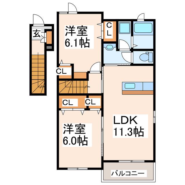 エンジェル・ティアーズ II(2LDK/2階)の間取り写真