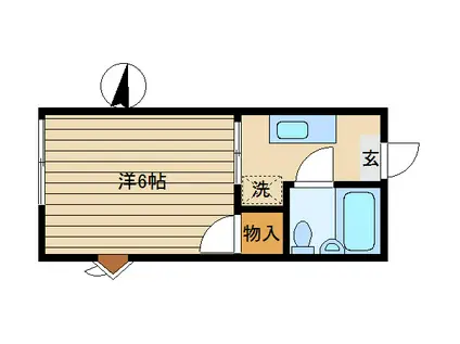 ニューパイン多摩川(1K/1階)の間取り写真