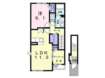 レジデンスハマーIII(1LDK/2階)の間取り写真