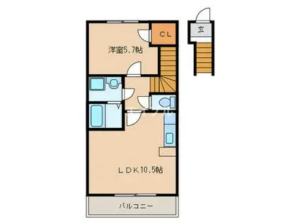 メルヘンローズ泉(1LDK/2階)の間取り写真