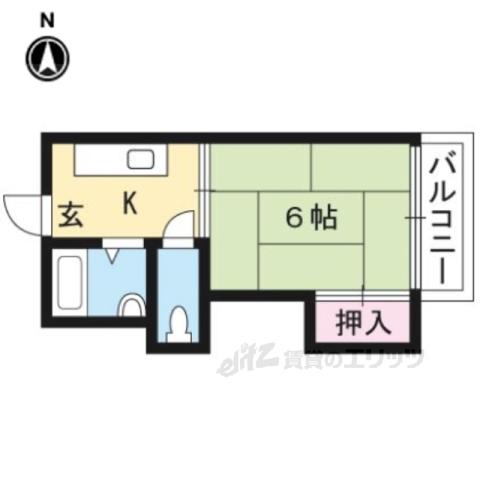 クレジール牧野B棟(1K/2階)の間取り写真