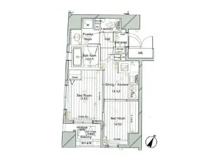 レックス赤坂レジデンス(2DK/5階)の間取り写真