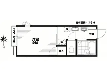 BREZZA天王木(1K/2階)の間取り写真