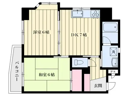スペースカシマモリ(2DK/4階)の間取り写真