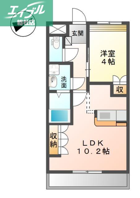 グランドウルス中島(1LDK/1階)の間取り写真