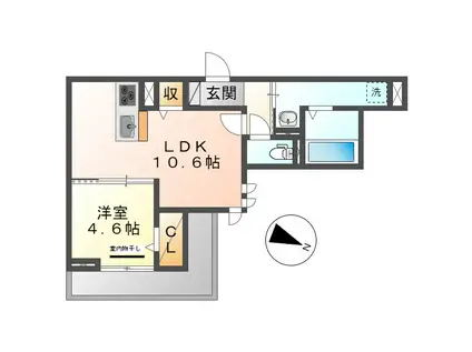 RESIDENCE阿知(1LDK/2階)の間取り写真