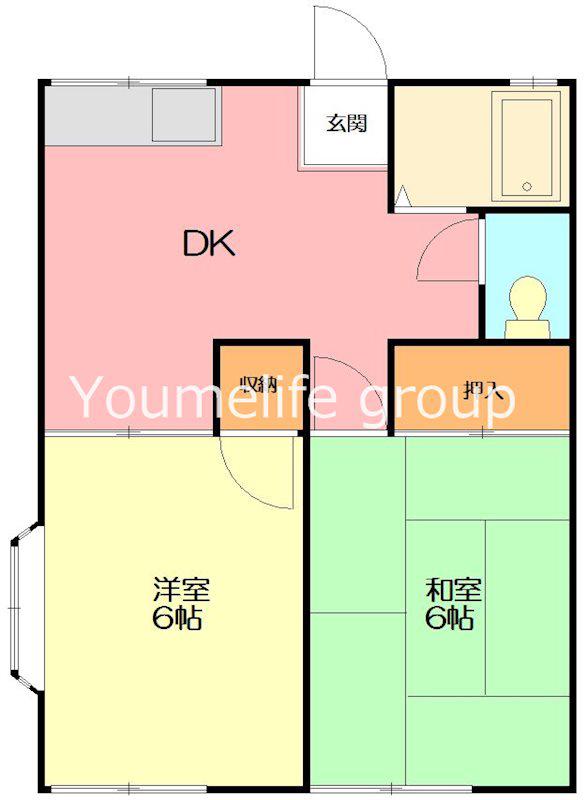 フタミハイツD棟(1LDK/1階)の間取り写真