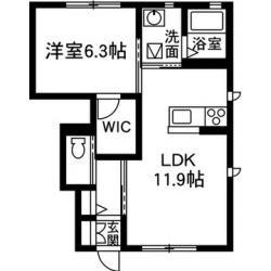 アンビシアC(1LDK/1階)の間取り写真