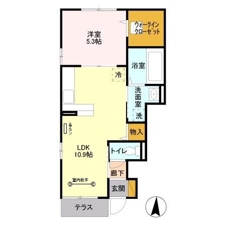 グレイン・ムーン(1LDK/1階)の間取り写真