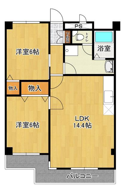 シャンポールド並木 A棟(2LDK/3階)の間取り写真