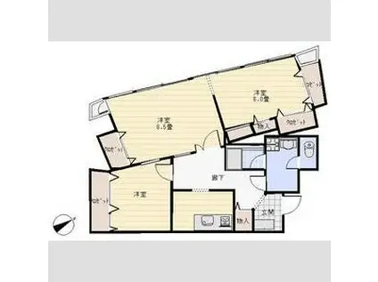 ロイヤル礎(3K/5階)の間取り写真