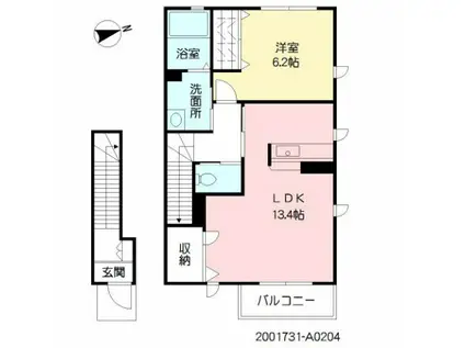 クラングI (1LDK/2階)の間取り写真