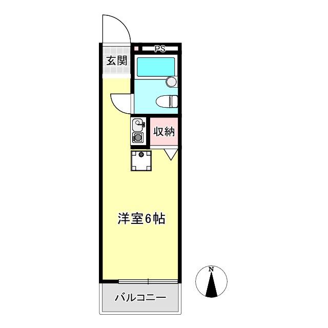 JR桜井線 京終駅 徒歩12分 3階建 築37年(ワンルーム/2階)の間取り写真