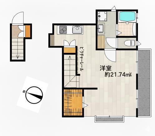 STUDIO APOLLO(1K/2階)の間取り写真