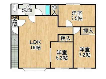 グランディスI(3LDK/1階)の間取り写真