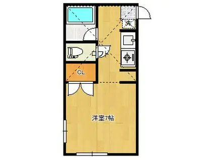 ピュア東中島(ワンルーム/1階)の間取り写真