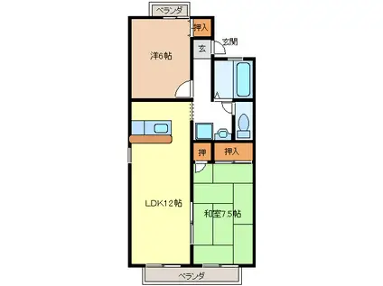 エスパレオK(2LDK/2階)の間取り写真