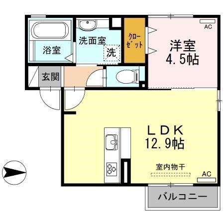 ヘリオドール名駅(1LDK/2階)の間取り写真