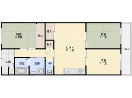 ハイツ藤(3LDK/2階)の間取り写真