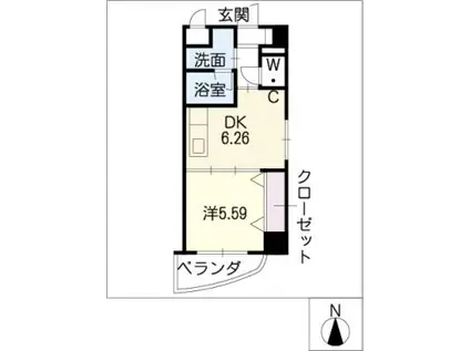 CENTURY COURT(1DK/8階)の間取り写真