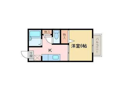 平形巴ハイツII(1DK/2階)の間取り写真