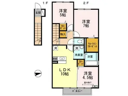 コーラルヴィラ松島II(3LDK/2階)の間取り写真