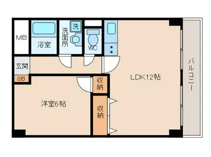 西中島東行マンション(1LDK/2階)の間取り写真
