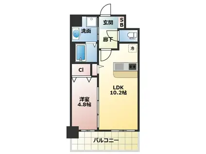 スプランディッド茨木天王(1LDK/4階)の間取り写真