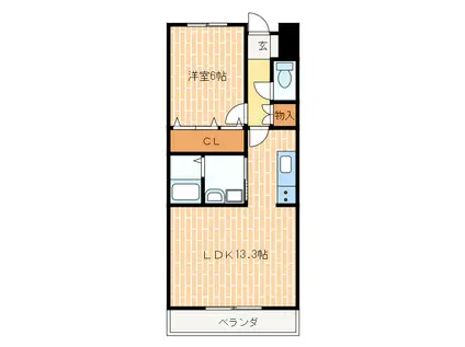 DOLCE CARO(1LDK/2階)の間取り写真