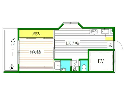 ランバーハイム桜新町(1DK/3階)の間取り写真