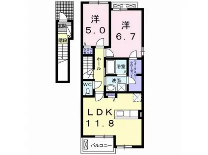 フェア・レジデンスI(2LDK/2階)の間取り写真