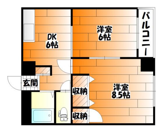 パームコーブ舟入(2DK/2階)の間取り写真