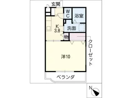 ルミナス(1K/4階)の間取り写真