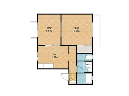 プレジール蔭平(2DK/2階)の間取り写真