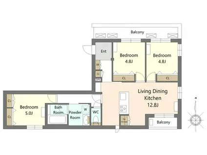 NEROLI MAO(3LDK/3階)の間取り写真