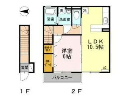 MER VERILLE(1LDK/2階)の間取り写真