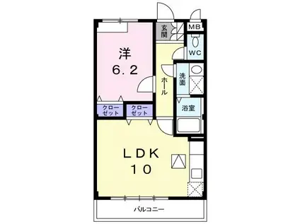 アンシャンテ(1LDK/1階)の間取り写真