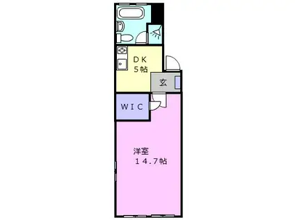 藤ヴァレイII(1DK/3階)の間取り写真