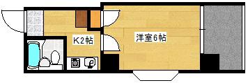 パルコープ庚午(1K/3階)の間取り写真