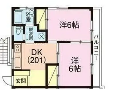横山荘(2DK/2階)の間取り写真