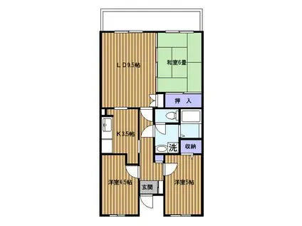 ノースバレー(3LDK/4階)の間取り写真
