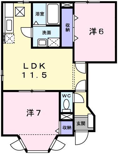 レジデンス夢前(2LDK/1階)の間取り写真