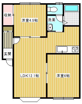 ハイム雄(2LDK/1階)の間取り写真