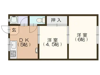 森田ハイツ(2DK/2階)の間取り写真